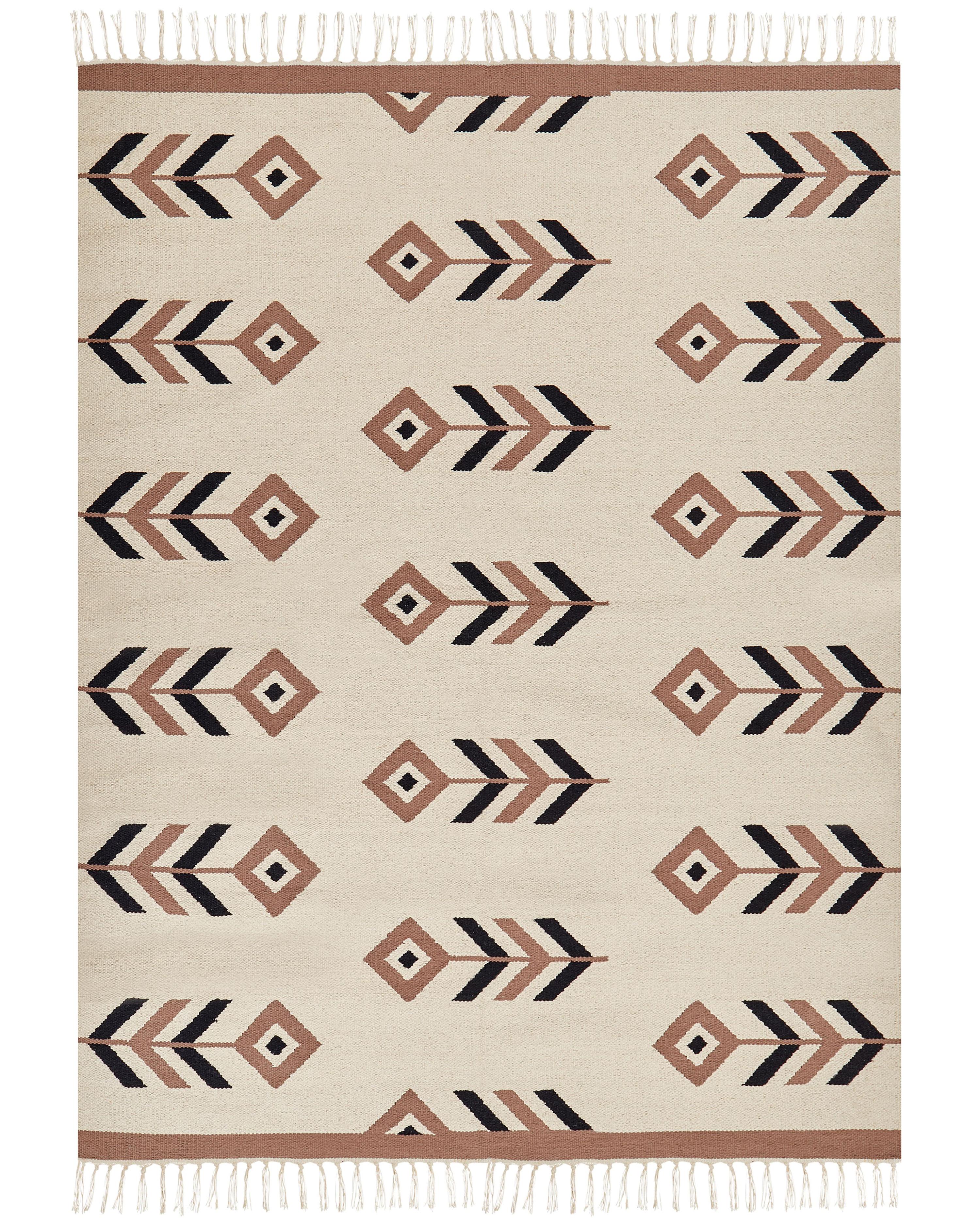 Vloerkleed NIAVAN Beige 160 x 230 cm Katoen Kelim