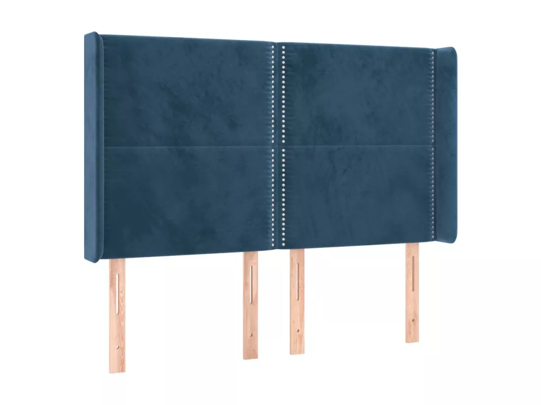 Sommier tapissier matelas et LED Bleu foncé 140x190 cm Velours