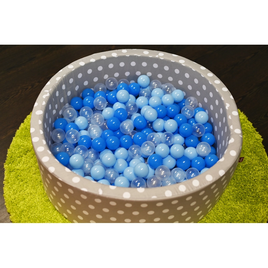 knorr toys® Bällebad soft - Grey white dots - 300 balls soft bluebluetransparent grau