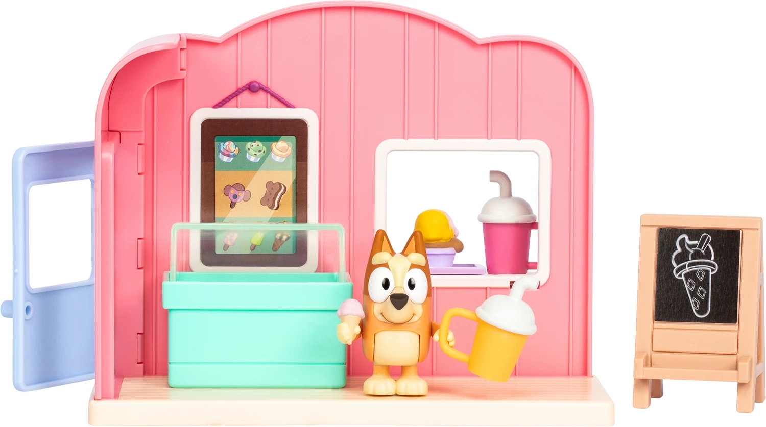 (8-tlg. Set) Bluey Eisdiele Kinder Spielzeug Glacé Spiel Haus inkl. Sticker (17553)