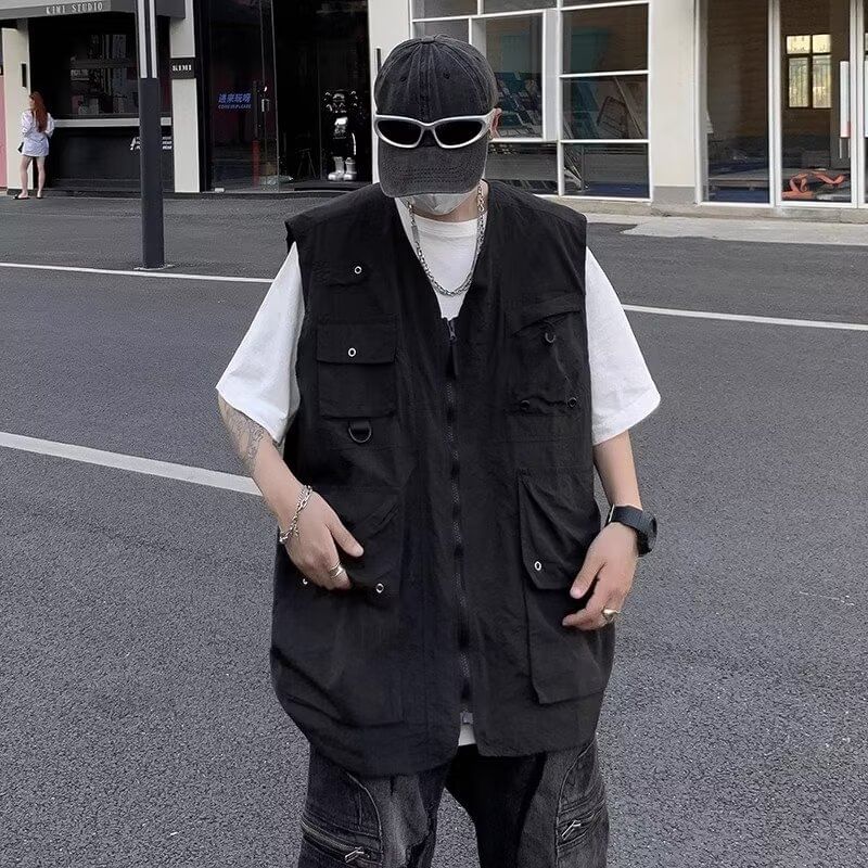 Dukakis - V-hals vest met rits
