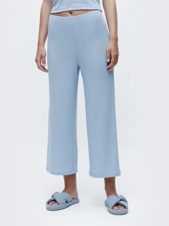 Calça de pijama canelada - Azul