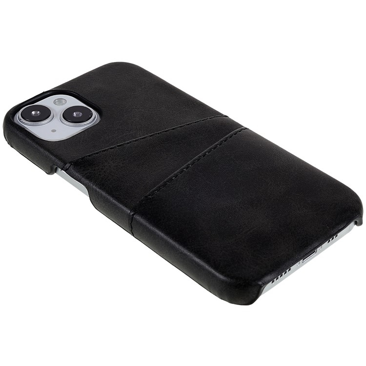 iPhone 14 Leder Hülle Snap Case   Kartenfach - Schwarz