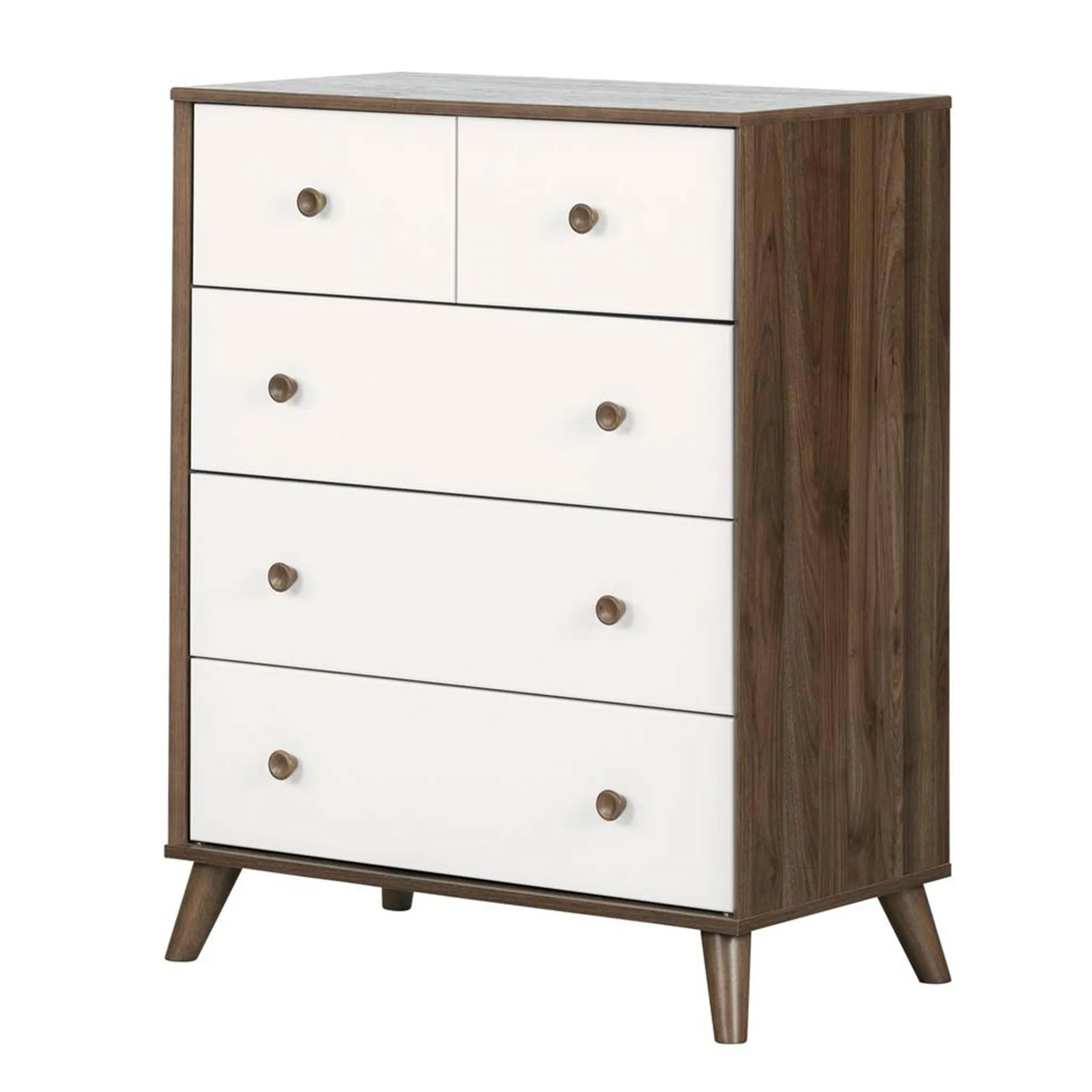 South Shore Commode de Rangement 5 tiroirs Yodi - Noisette  Blanc Pure