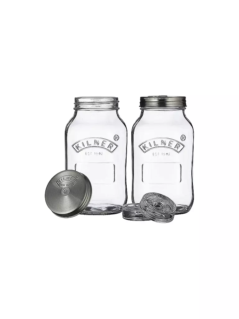 KILNER Fermentierset Set mit 2 Gläsern 1l Glas/Edelstahl transparent