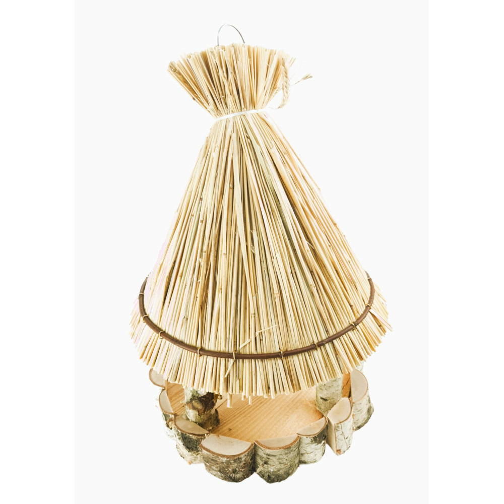 Mangeoire paillote ronde ø31 cm hauteur 47 cm, pour oiseaux
