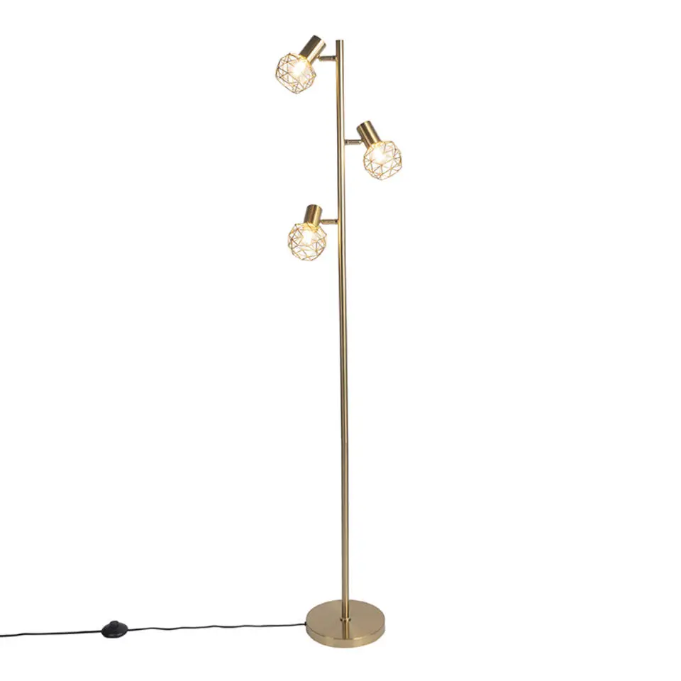 Qazqa vloerlampen mesh goudkleurig e14