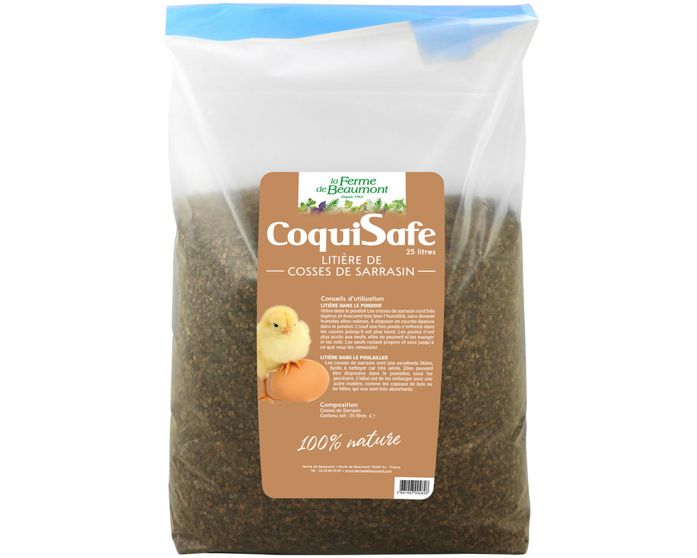Coquisafe 25 litres • litière cosses de sarrasin pour pondoirs et poulaillers