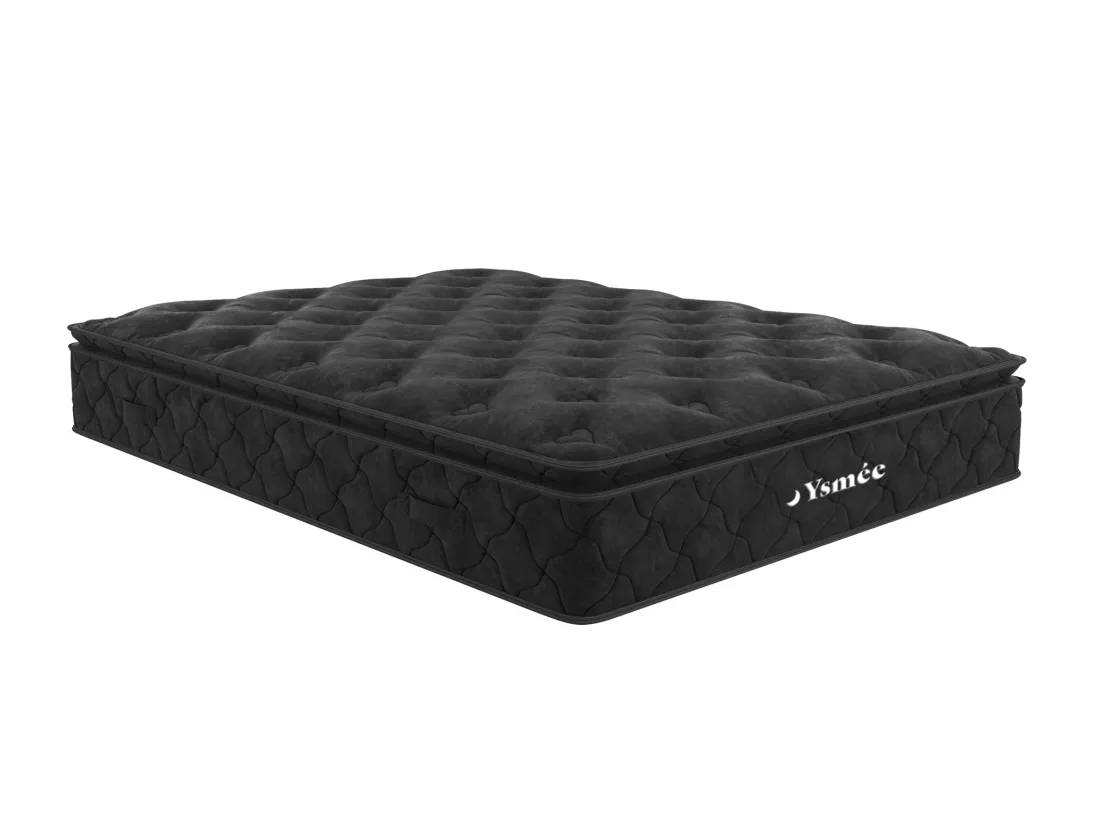 Ensemble 160 x 200 cm sommier coffre naturel clair + matelas ressorts ensachés surmatelas intégré ép.28cm - BLACK DREAM de YSMÉE