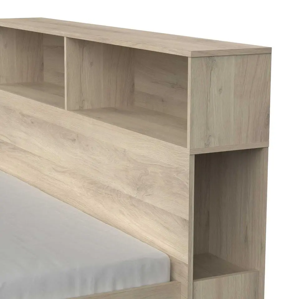 Tweepersoonsbed Maksim - 140x190/200cm - met opbergruimte - eikdecor