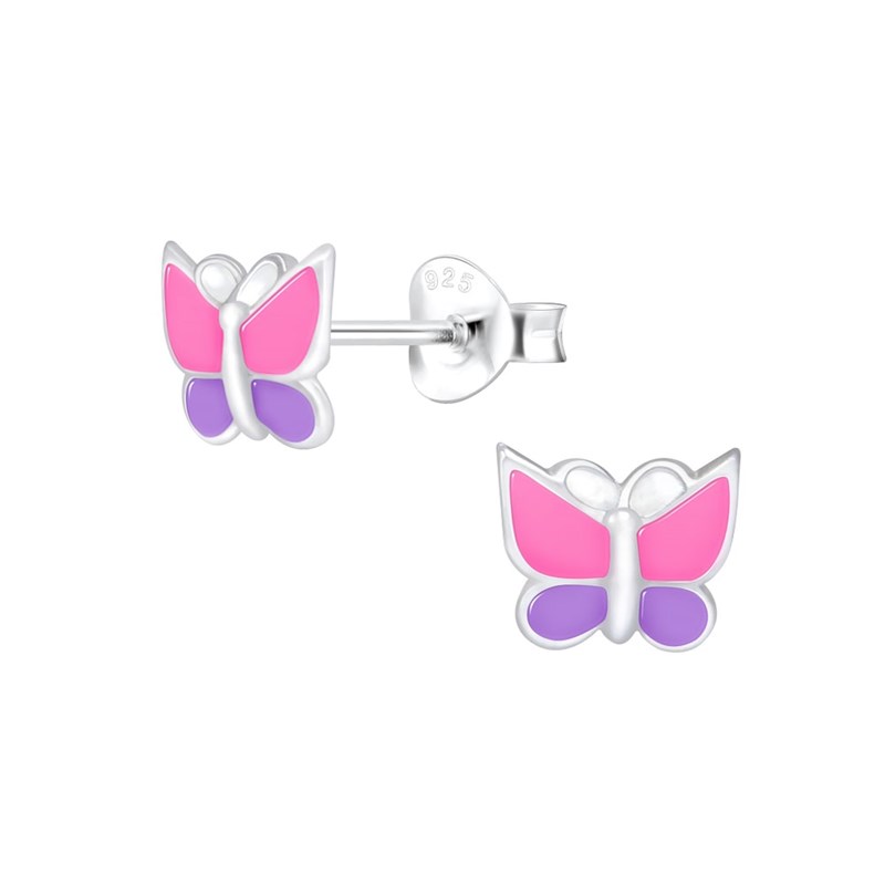 Boucles d'oreilles enfant papillon en argent 925