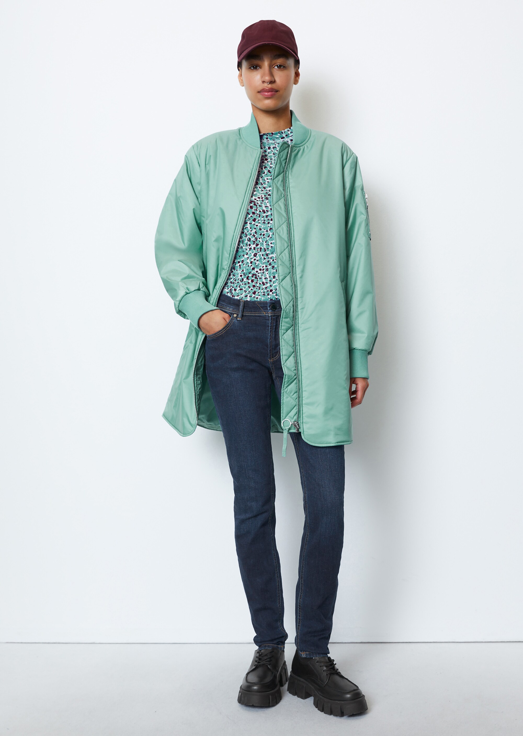 Wattierte Long-Jacke regularim Aviator-Stil