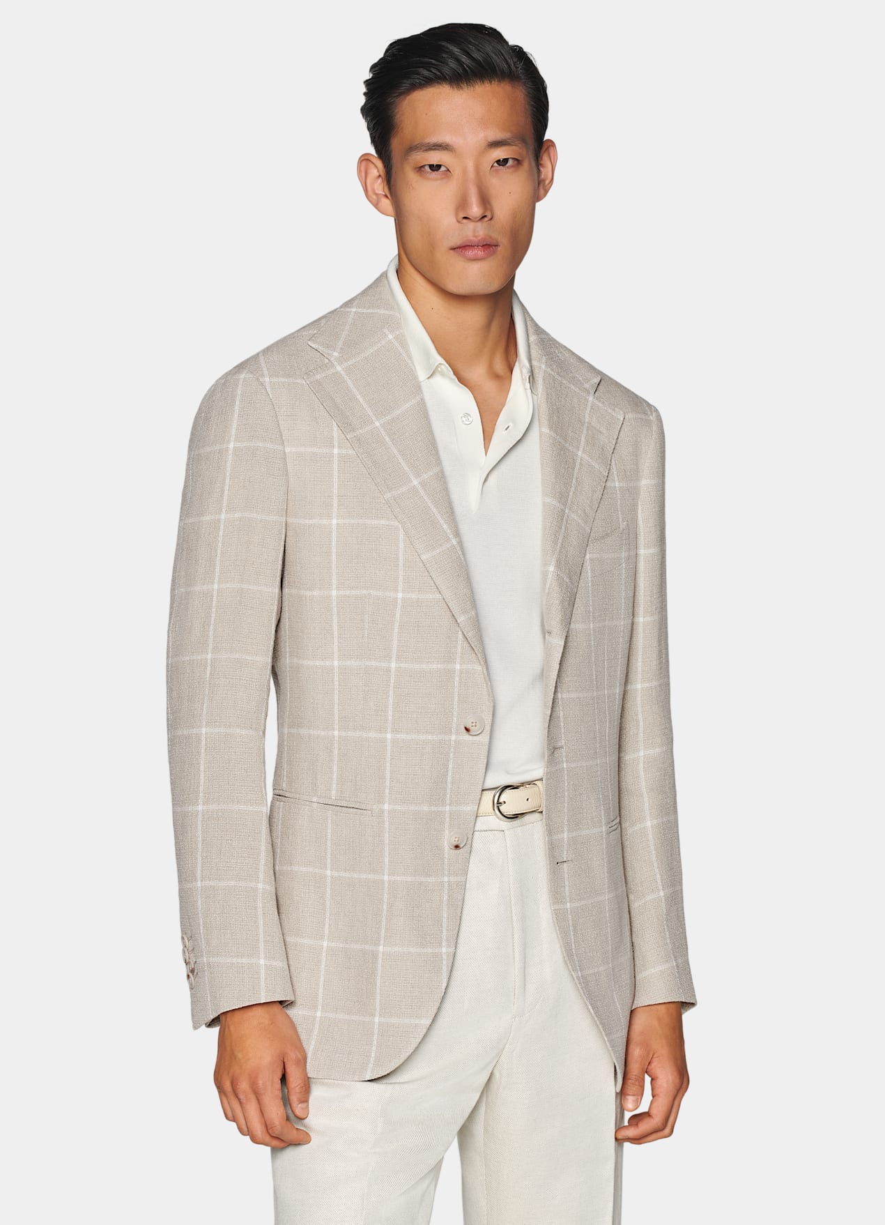 Blazer Roma coupe Relaxed taupe clair à carreaux