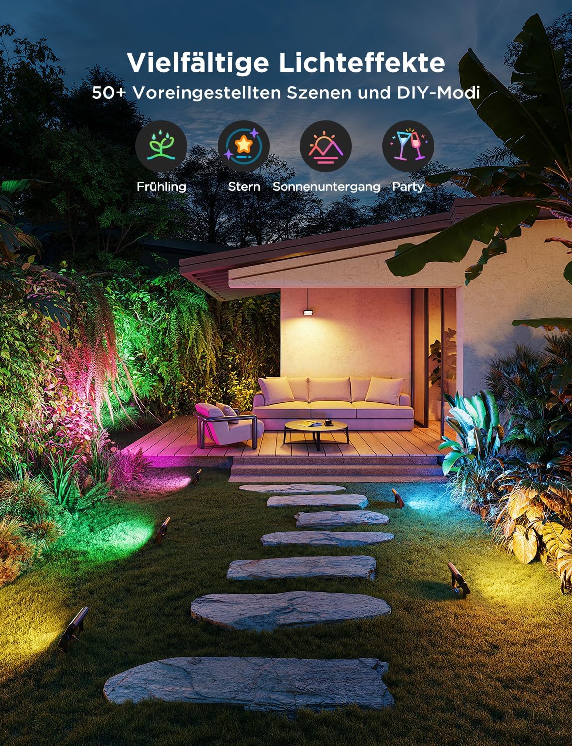 Govee Outdoor LED Strahler 48W, RGB Strahler Außen mit Kalt/Warmweißes Licht Bis zu 4000LM, Kompatibel mit Alexa, Matter, 50+ Szenen, IP66 Wasserdicht Flutlicht für Garten, Landschaft Deko, 4pcs