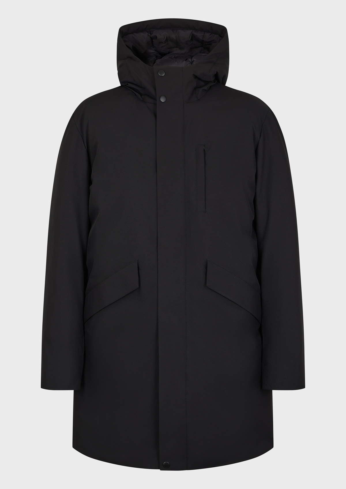 Parka unie noire à capuche