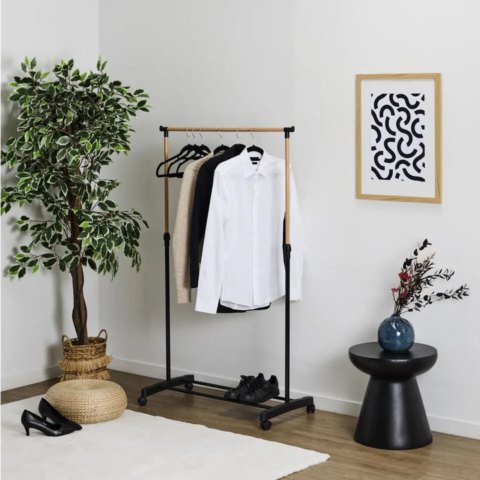 Home Deco Factory kledingrek - verstelbaar - zwart - 160 cm