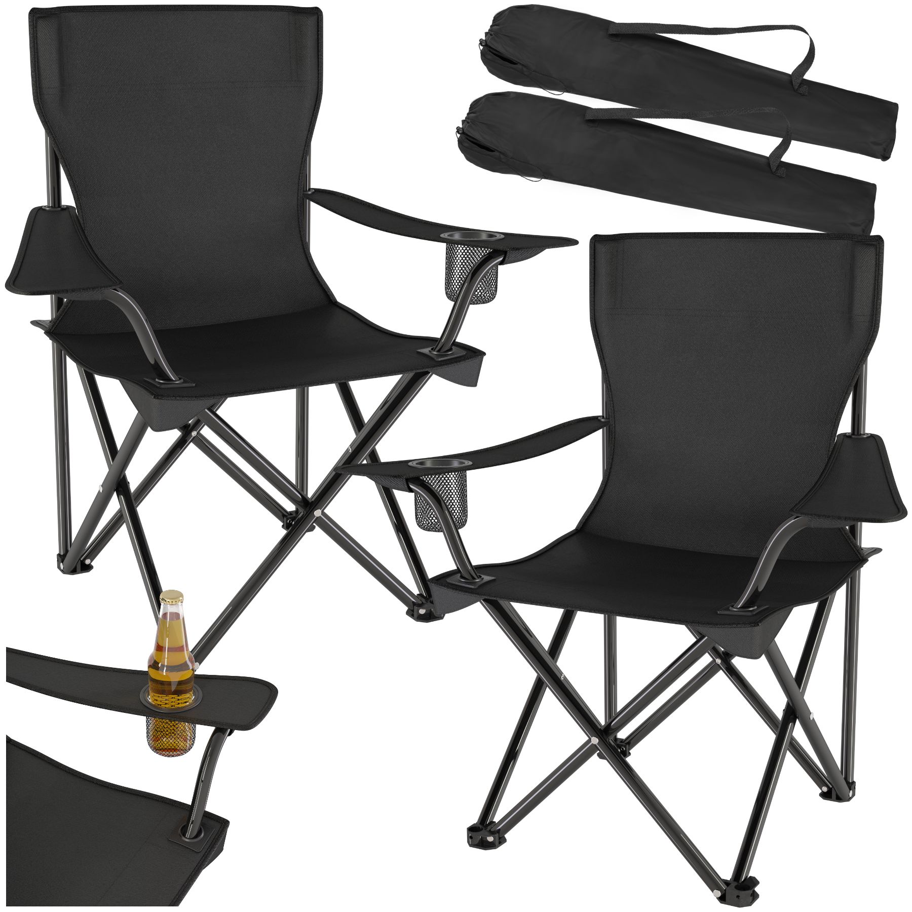 tectake® 2er Set Campingstuhl, faltbar, geringes Gewicht, 80 x 48 x 84,5 cm