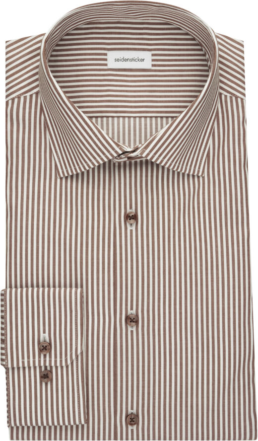 Seidensticker Business Shirt Slim Long sleeve Kent-Collar Stripes Brown