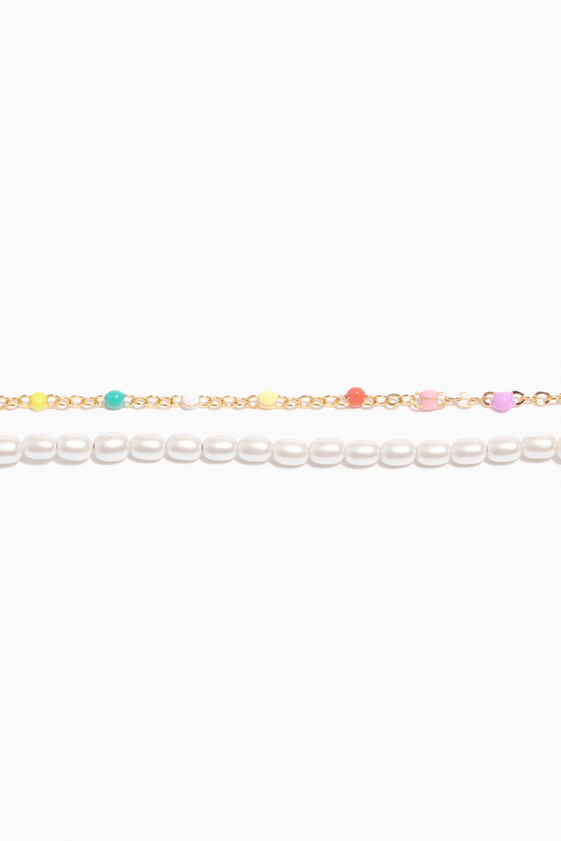 Colar de pérolas com corrente multicolorida