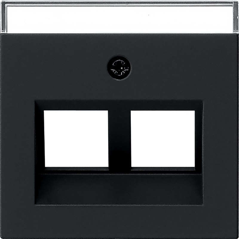 Gira System 55 centraalplaat data voor draagring Modular Jack 2-voudig Mat zwart