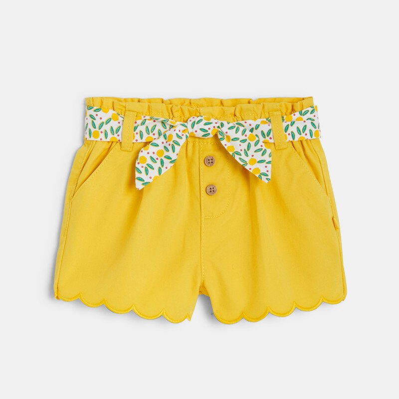 Short festonné à ceinture imprimée jaune bébé fille Jaune