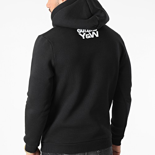 Sweat Capuche Gentil Méchant Noir Jaune