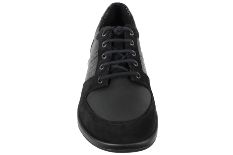 NEW FEET SKO I SORT TEKSTIL OG RUSKIND