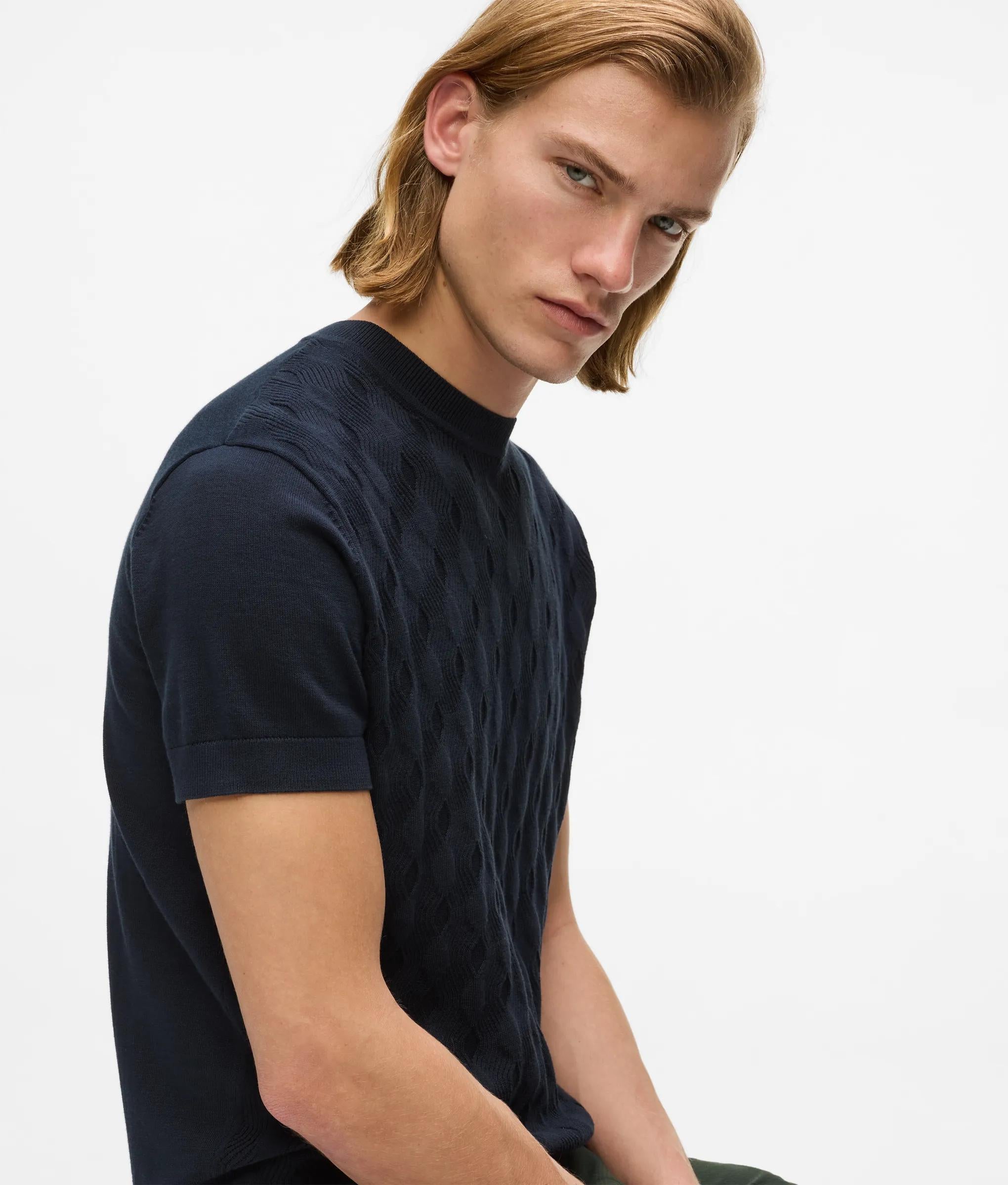 Sweater met korte mouwen van textuurstof