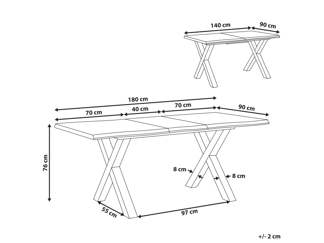 Table de salle à manger extensible BRONSON Marron foncé 140/180 cm 90 cm