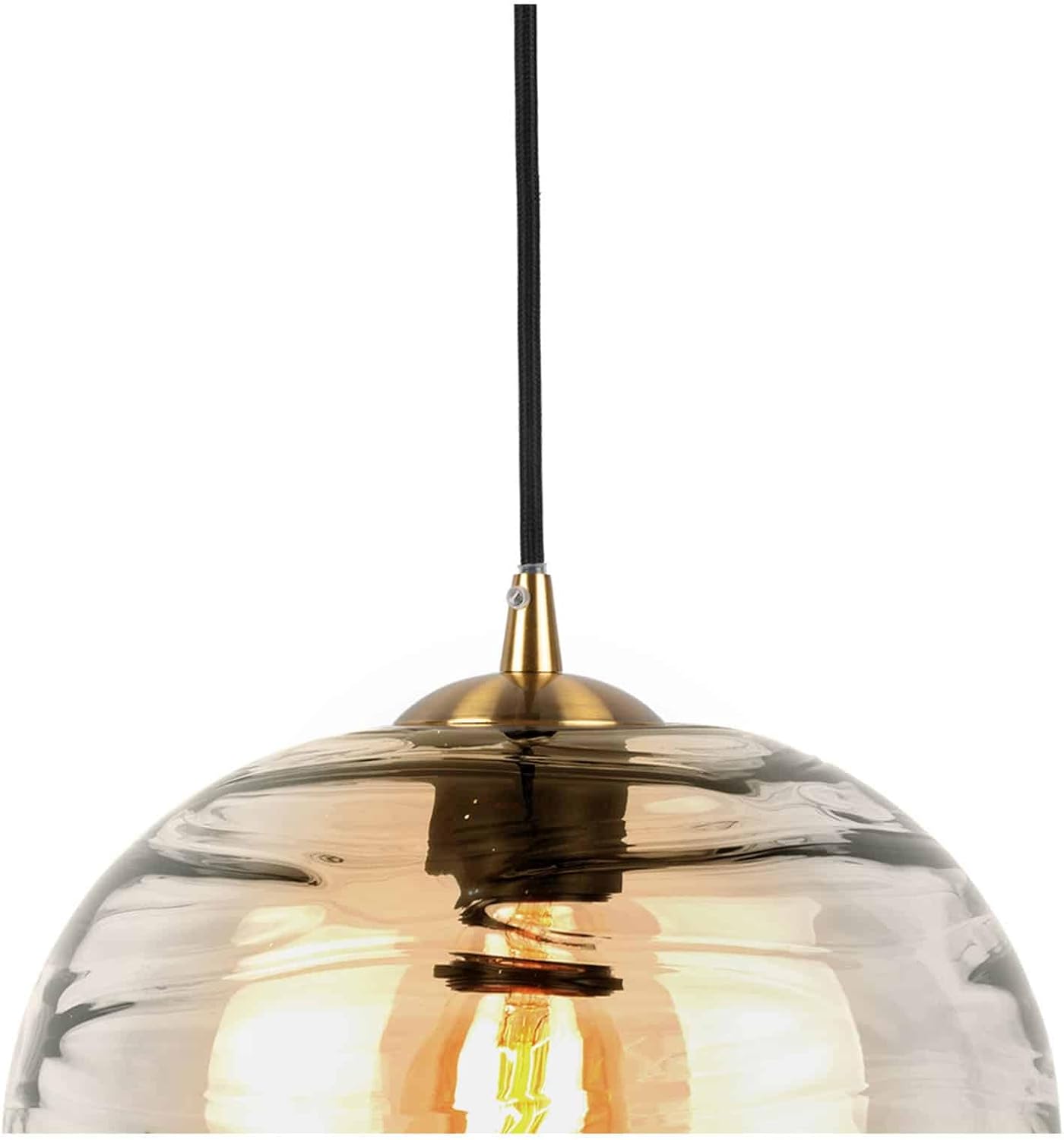 Leitmotiv [DL] Pendant lamp Glamour Globe Glass Amber Brown -