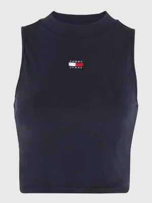 Regata cropped de gola alta com emblema