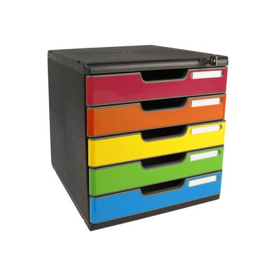 Exacompta Modulo Iderama - Module de classement 5 tiroirs - A4+ - noir/arlequin
