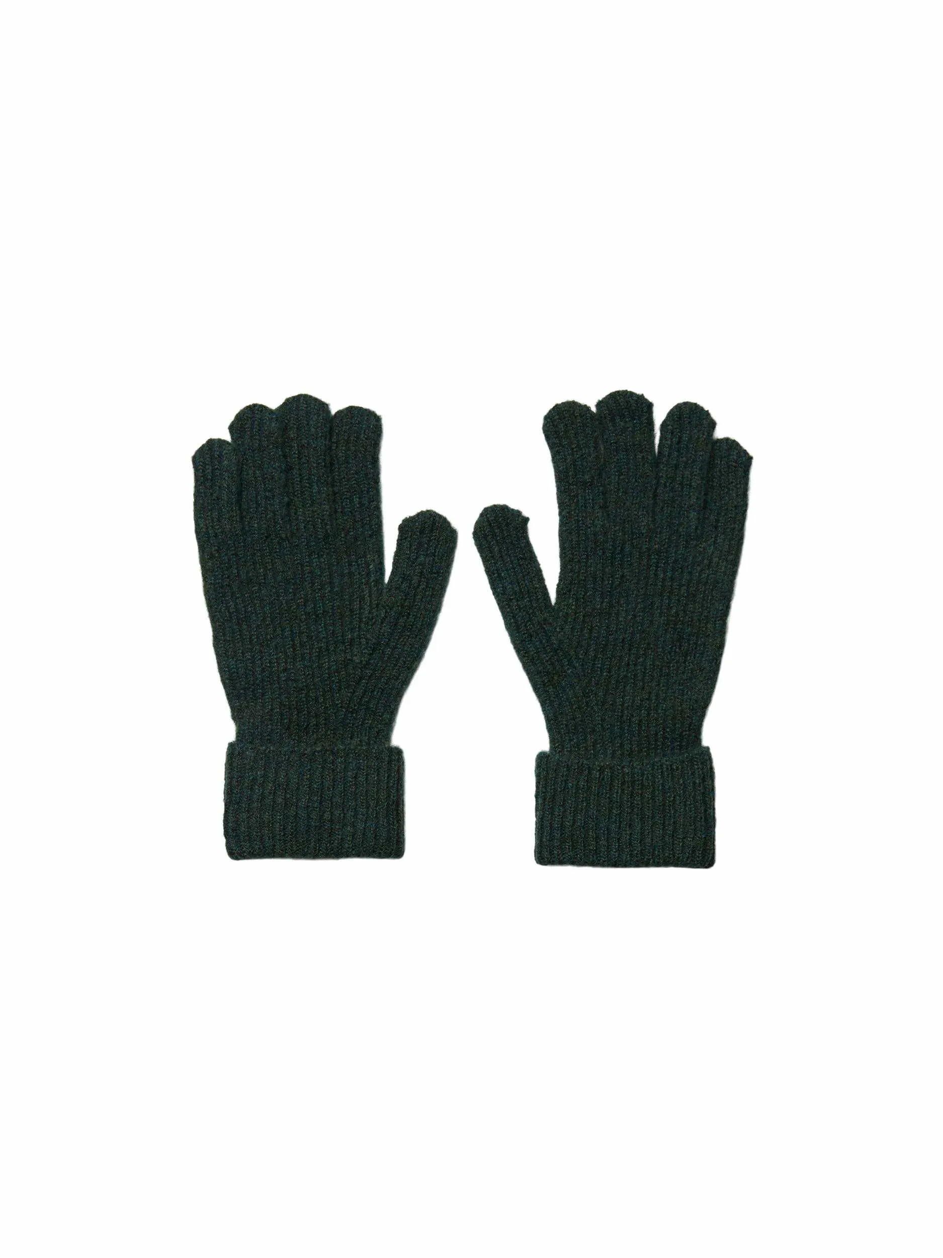 PIECES Strickhandschuh Dunkelgrün Textil