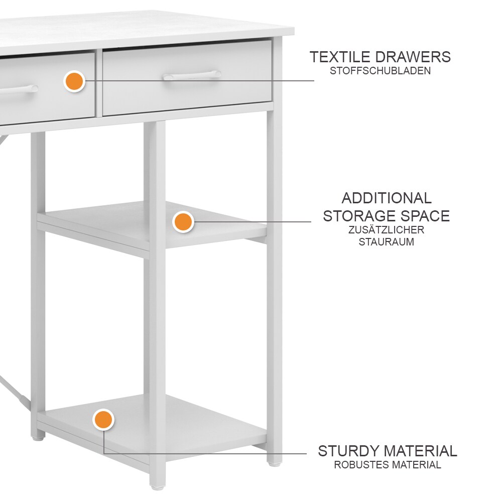 Vicco Schminktisch Chino Weiß 120 cm mit 3 Schubladen