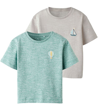 Name It T-Shirt - NmmFredery - 2er-Pack - Island Fossil/Deep Jun