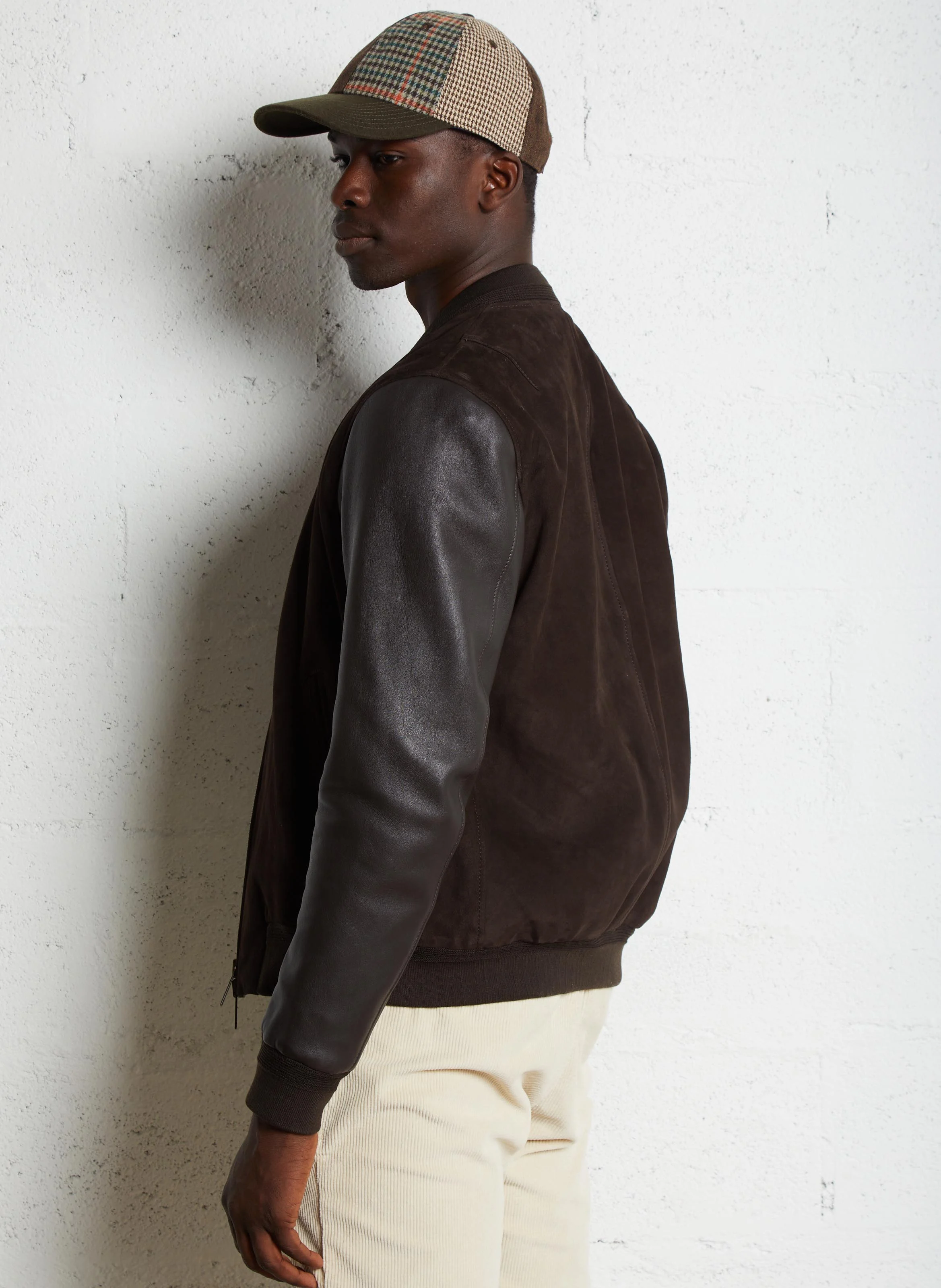BIDDY - Blouson col teddy en cuir | Marron