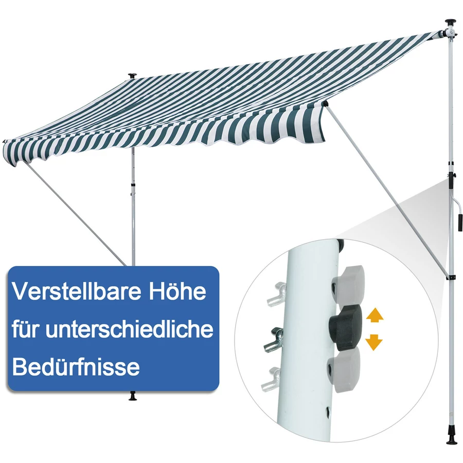 Outsunny Klemmmarkise mit Faltarm grün