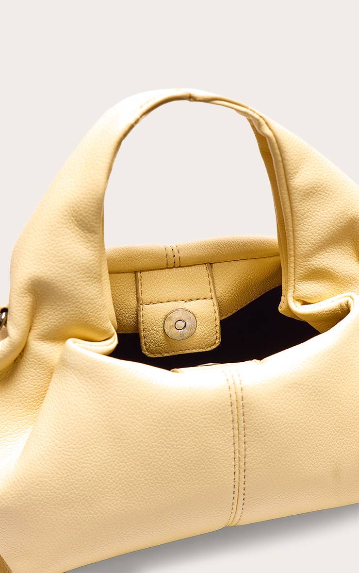 Pale Yellow Mini Sac À Main Slouchy En Synthétiquecuir