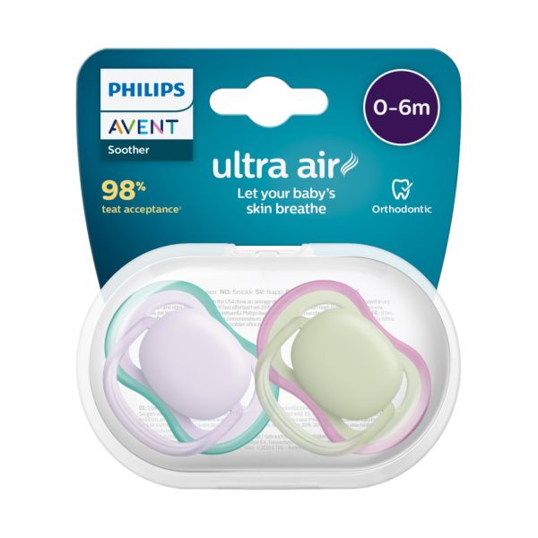 Philips Avent Fopspeen Ultra Air Paars Groen 0-6 Mnd
