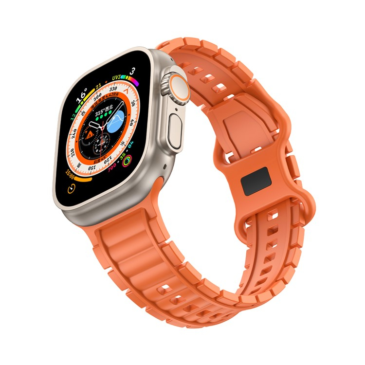 Apple Watch (49/46/45/44 mm) HNBR Armband mit Knopf Verschluss (Gelenkumfang: 160-220mm) - Orange