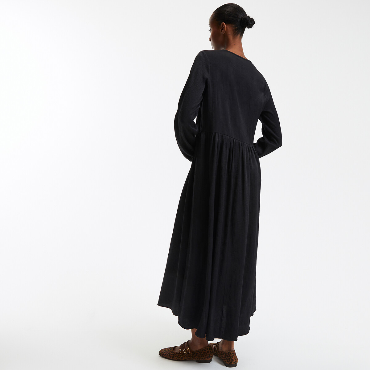COLEÇÕES LA REDOUTE<br>Vestido longo, mangas compridas. Assinatura SUZIE