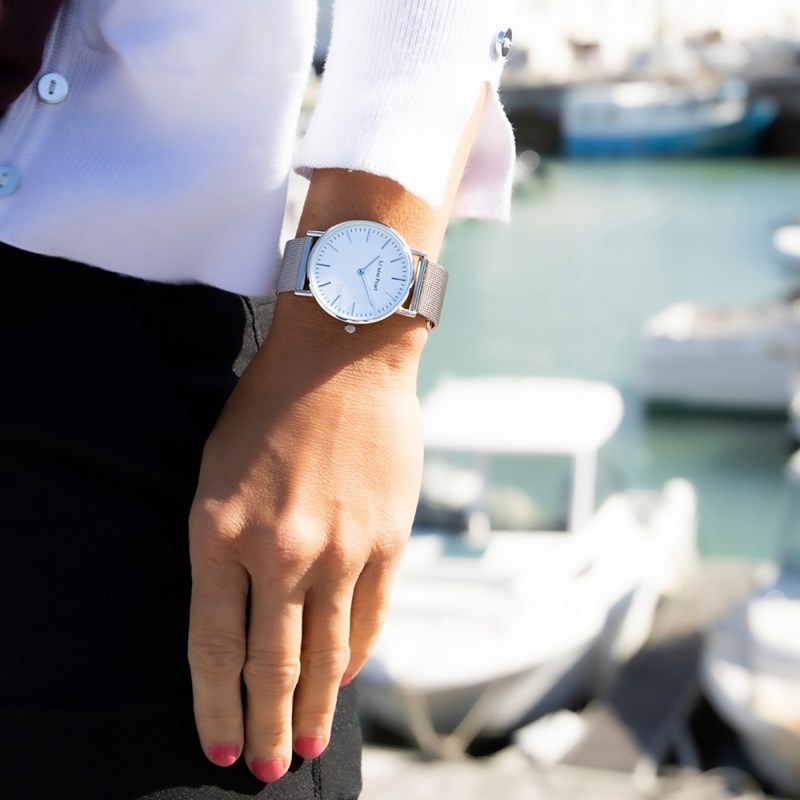 Montre Femme LOUISE PEARL Ornée de Cristaux Swarovski bracelet Acier Argenté