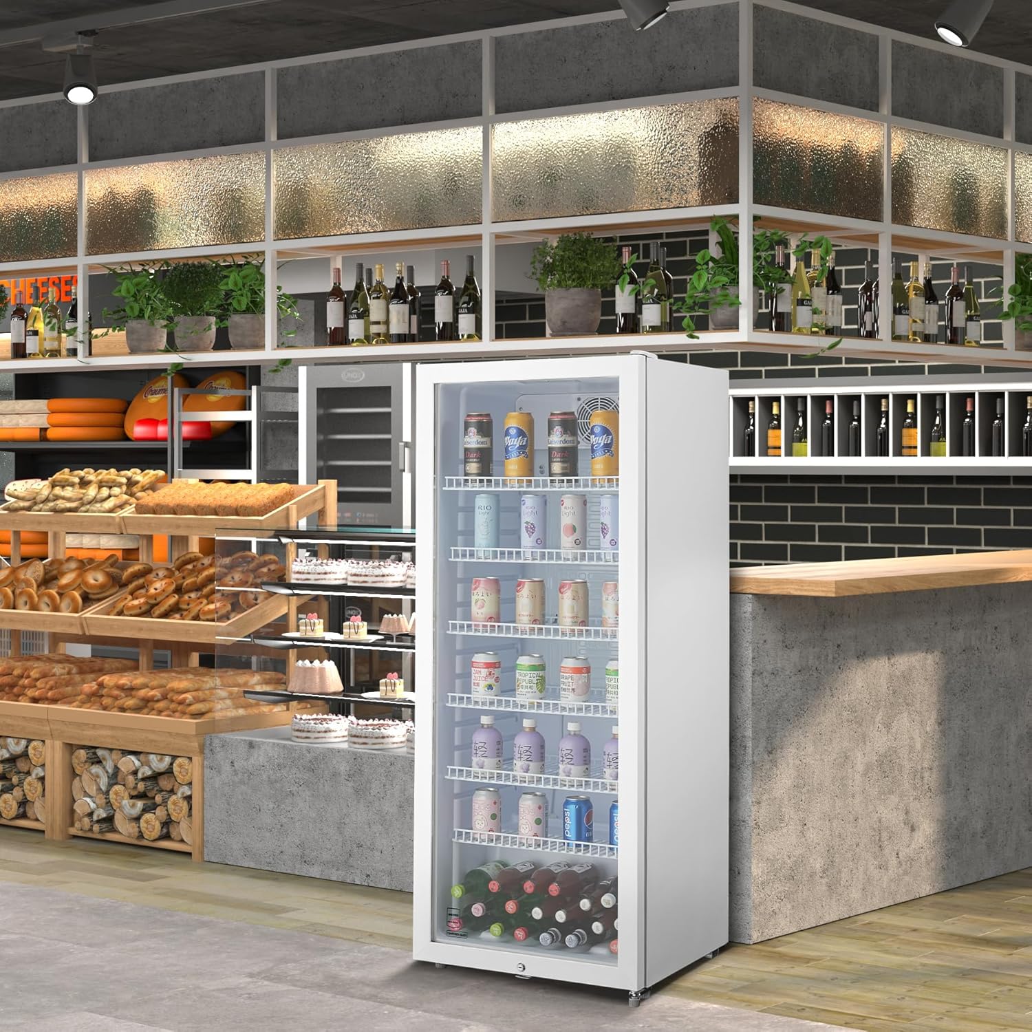 METRO Professional Getränkekühlschrank GSC4240, 237 L, 110 W, 6 verstellbaren Einlegeböden, weiß