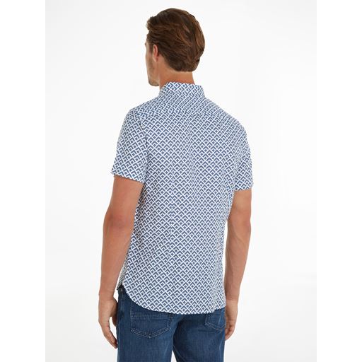 Tommy Hilfiger Geometric Print Skjorte, Blue Coast/Optic White, M