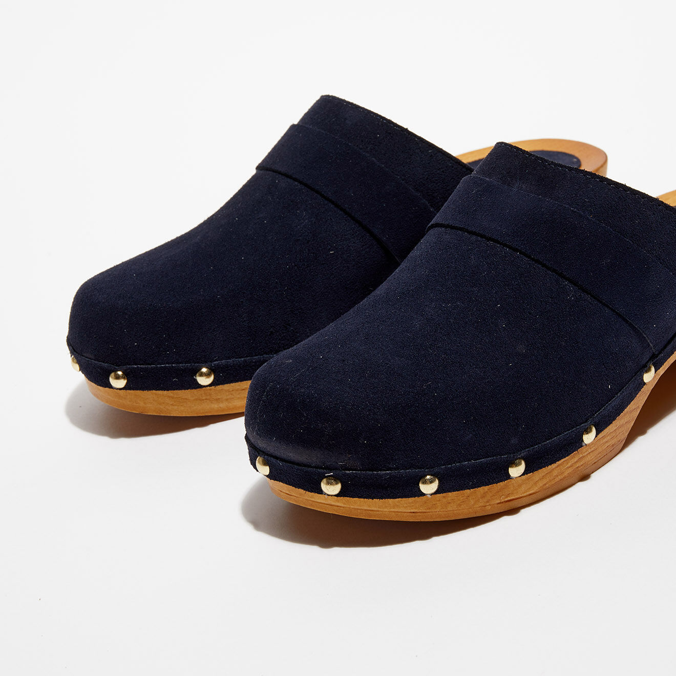 Apologie Studio Sabots en Velours de Cuir Sofia marine - Talon 5 cm