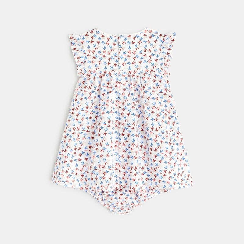 Robe fleurie seersucker et bloomer bébé fille Gris ou noir