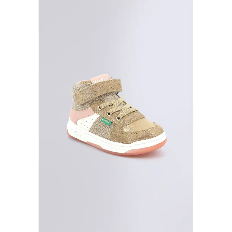 KICKALIEN BEIGE ROSE GLITTER SNEAKERS HAUTES Synthétique Fille