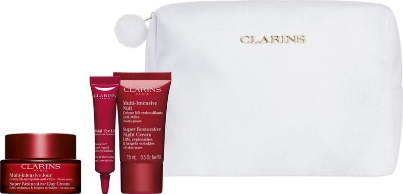 Clarins - Super Restorative Holiday Season - Cosmeticaset - Oogcrème & Ooggel voor Vrouwen - 15 ml Nachtcrème - 50 ml Dagverzorging