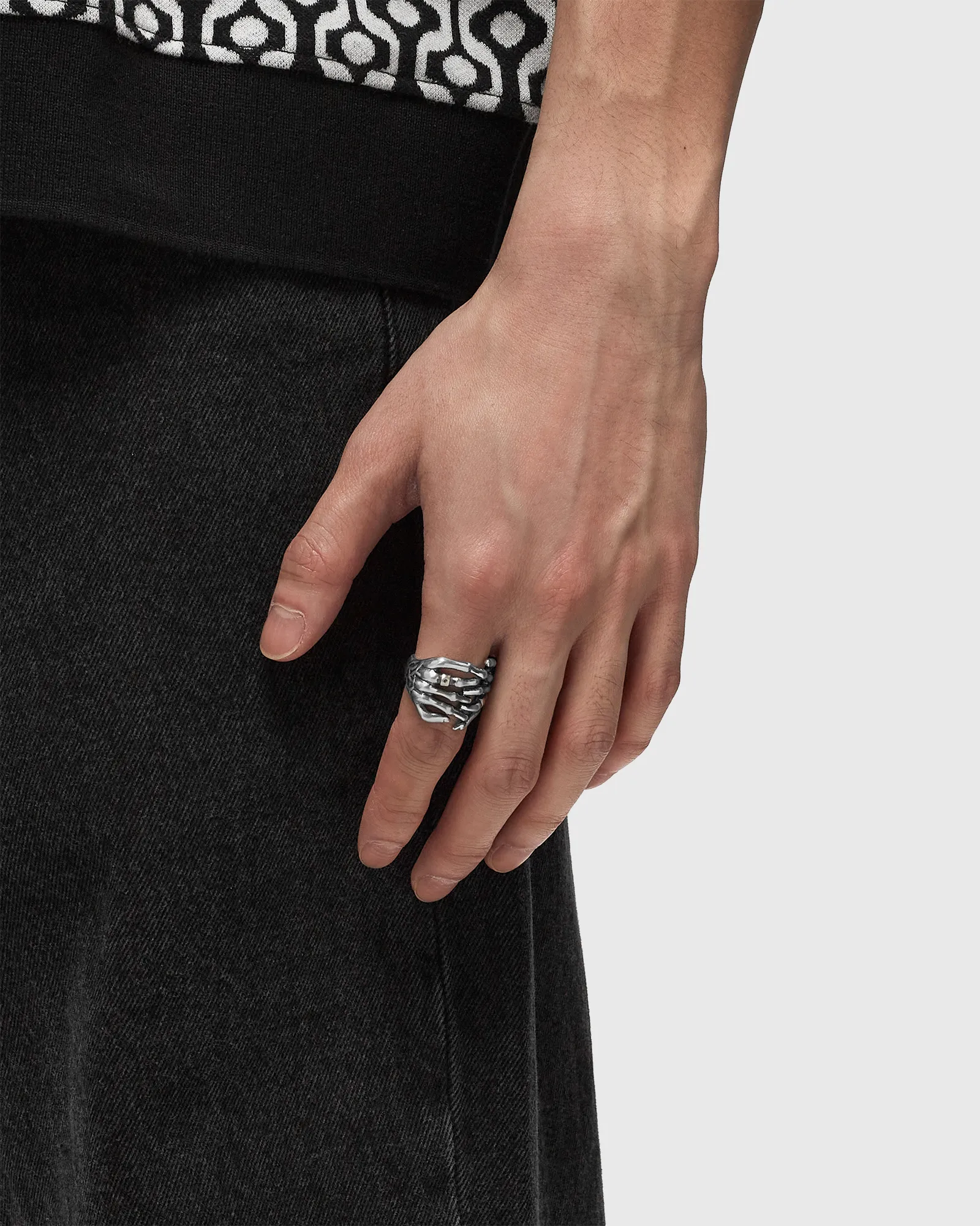 Serge DeNimes Silver Skeleton Hands Ring
