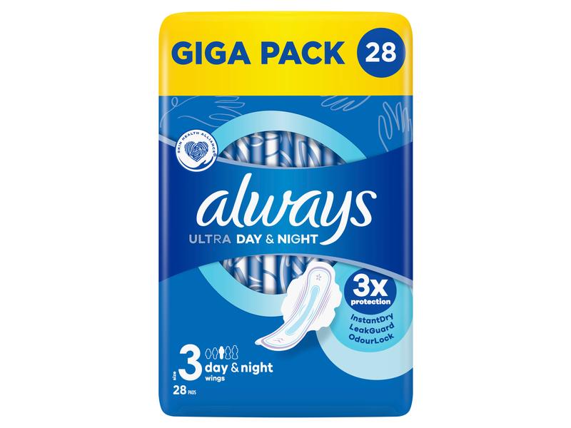 Always Binde mit Flügeln Ultra Day and Night 84 Stück Hochwertige Binden mit saugfähigem Kern